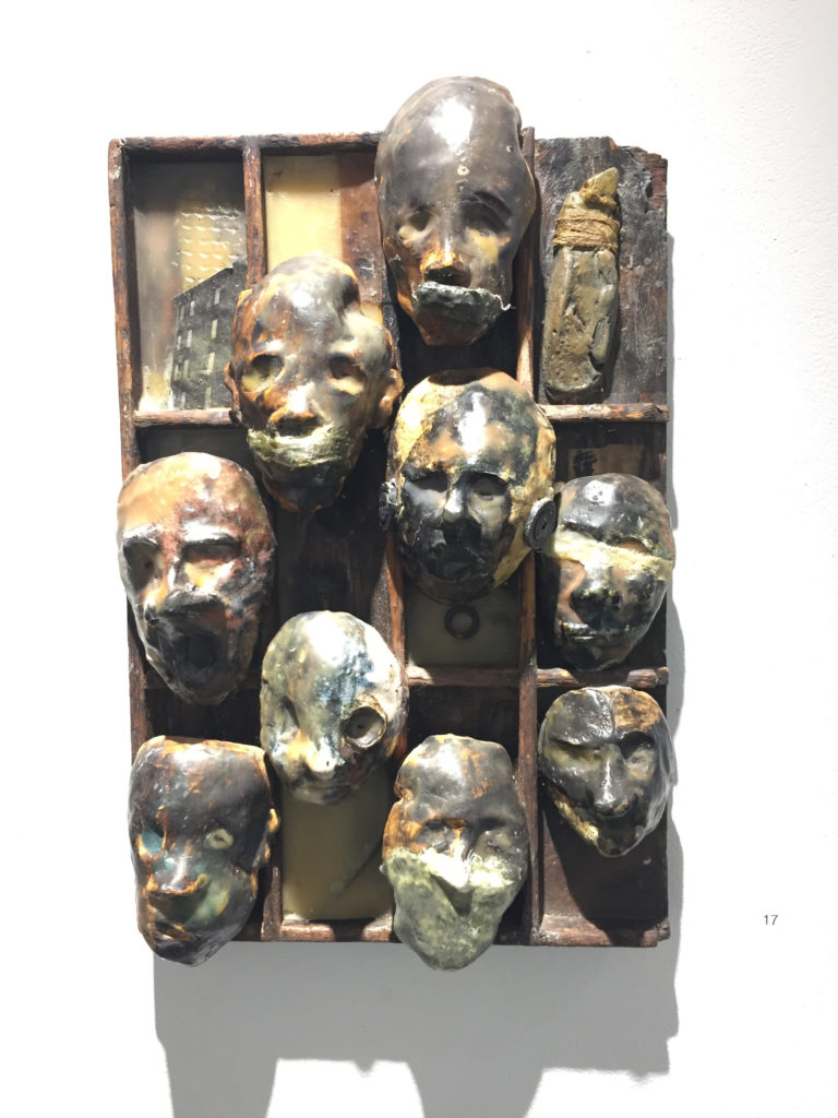 last 100 days: Glazed clay and mixed media